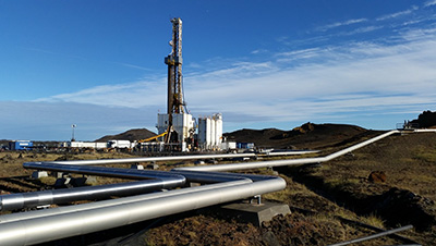 Drilling rig “THOR” during drilling the IDDP-2 well in Reykjanes, SW Iceland